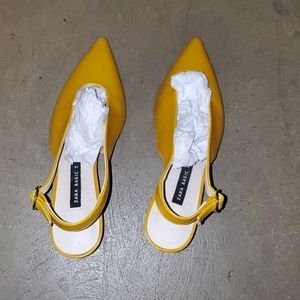 ZARA Mustard Yellow Sling Back Kitten Heel 38
